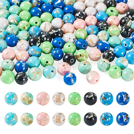 120Pcs 8 Colors Assembled Synthetic Stone and Trochus Shell Beads G-TA0002-31B-1