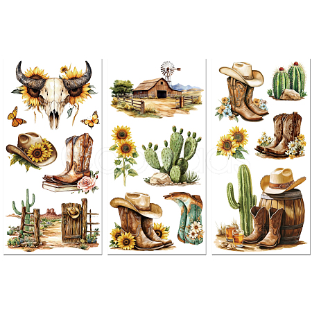 3 Sheets 3 Styles PVC Waterproof Decorative Stickers DIY-WH0404-487-1