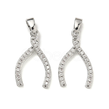 Brass Micro Pave Clear Cubic Zirconia Pendants KK-H254-13P-1