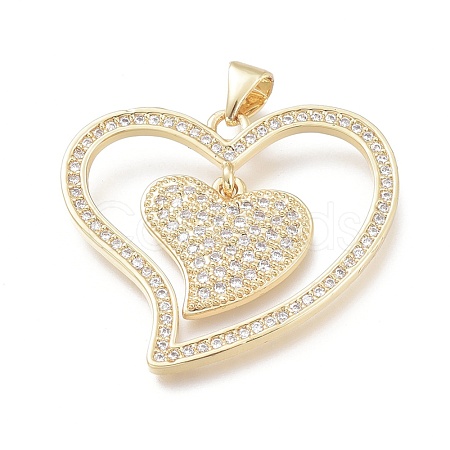 Brass Micro Pave Clear Cubic Zirconia Pendants KK-O-127-25G-1