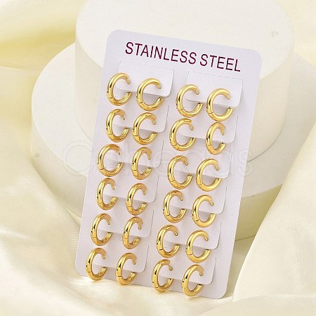 PVD Vacuum Plating 304 Stainless Steel Huggie Hoop Earrings for Women EJEW-F280-07K-G-1
