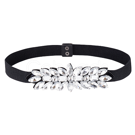 1Pc Black PU Elastic Chain Belt AJEW-FG0002-35B-1