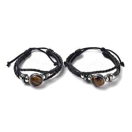 Natural Tiger Eye Multi-strand Bracelets BJEW-Q337-01H-1