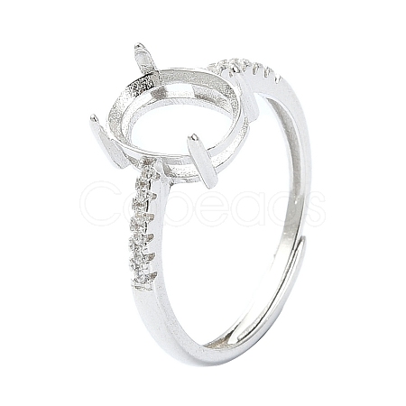 Adjustable 925 Sterling Silver 4 Prongs Ring Settings STER-K179-25P-1