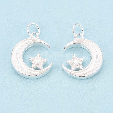 925 Sterling Silver Moon with Star Charms STER-N016-93S-1
