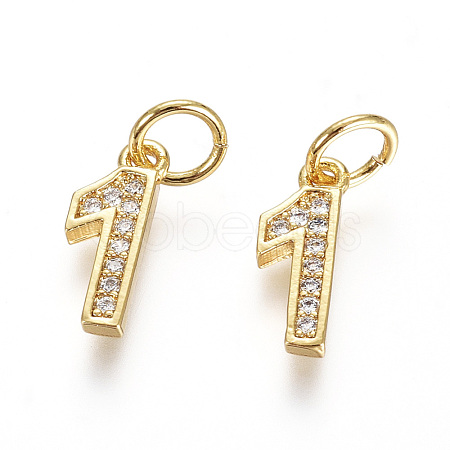 Brass Micro Pave Clear Cubic Zirconia Charms X-ZIRC-L092-01-G-1