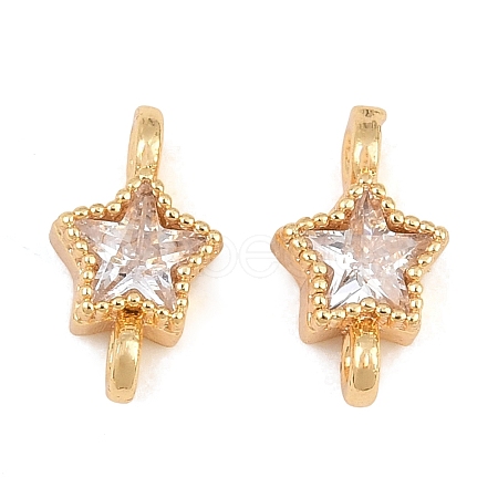 Brass Pave Clear Cubic Zirconia Connector Charms KK-CBA2DE6-04G-10-1