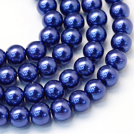 Baking Painted Pearlized Glass Pearl Round Bead Strands X-HY-Q003-6mm-19-1