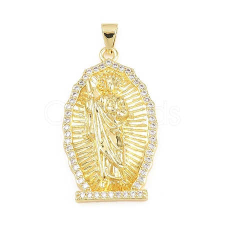 Religion Brass Micro Pave Clear Cubic Zirconia Pendants KK-H268-04B-G-1