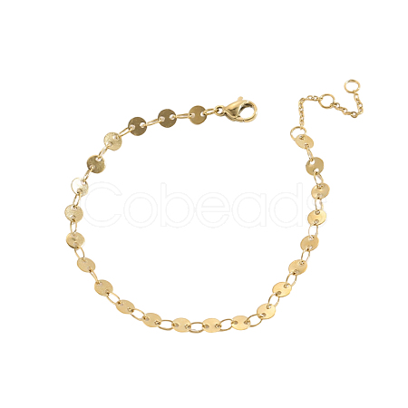 304 Stainless Steel Flat Sequin Chains Bracelets BJEW-A26-03-24-3-1