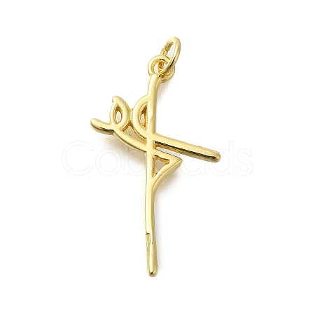 Cross Shape Rack Plating Brass Pendant KK-M079-03G-1