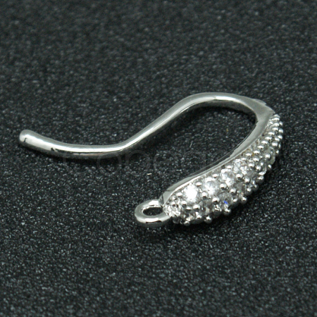 Brass Micro Pave Cubic Zirconia Earring Hooks ZIRC-K018-01P-1