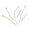 Stainless Steel & Brass Eye Pins, Platinum & Golden, 20.5~52x0.7mm, about 437pcs/50g