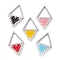 Handmade Loom Pattern MIYUKI Delica Seed Beads, with 304 Stainless Steel Findings, Rhombus Pendants, Mixed Color, 21x13.5x2mm, Inner Diameter: 10x10mm