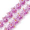 Handmade Lampwork Beads Strands, Hand Drawn Beads, with Enamel, Star with Sakura Pattern, Orchid, 13x13.5x12mm, Hole: 1mm, about 33pcs/strand, 14.72 inch(37.4cm)