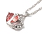 Resin Heart Pendant Necklace with Singapore Chains, Platinum Zinc Alloy Jewelry for Women, Tomato, 9.06 inch(23cm)