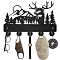 Wood & Iron Wall Mounted Hook Hangers, Decorative Organizer Rack, with 2Pcs Screws, 5 Hooks for Bag Clothes Key Scarf Hanging Holder, Deer, 200x300x7mm.