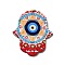 Opaque Acrylic Pendants, Hamsa Hand/Hand of Miriam Charm, Evil Eye Pattern, 52.5x43.5x2mm, Hole: 1.6mm