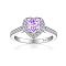 925 Sterling Silver Micro Pave Cubic Zirconia Plain Band Rings, Real Platinum Plated, Flat Round, Violet, Inner Diameter: 17mm