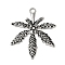 Alloy Enamel Pendant, with Rhinestones, Leaf, Platinum, 64.5x52x3.5mm, Hole: 5mm