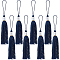 Gorgecraft 8Pcs Polyester Tassel Pendant Decorations, with Transparent Cube Beads, Midnight Blue, 248x18mm