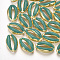 Alloy Enamel Beads, Cowrie Shell Shape, Light Gold, Teal, 16.5x10x4.5mm, Hole: 1.2mm