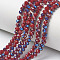 Electroplate Opaque Solid Color Glass Beads Strands, Half Plated, Blue Plated, Faceted, Rondelle, FireBrick, 4x3mm, Hole: 0.4mm, about 109~113pcs/strand, 38~39cm