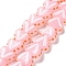 Heart Handmade Lampwork Beads Strands, Pink, 14~14.5x16.5~17x6.5~7mm, Hole: 1.5mm, about 30pcs/strand, 14.96~15.16 inch(38~38.5cm)