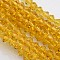 Bicone Glass Beads Strands, Faceted, Gold, 4x4mm, Hole: 1mm, about 82~85pcs/strand, 30.5~31cm