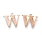 PVD Vacuum Plating  304 Stainless Steel Charms, Laser Cut, Alphabet, Rose Gold, Letter.W, 12x14x0.8mm, Hole: 1mm