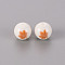 Electroplate Glass Beads, Round, Maple Leaf Pattern, Rose Gold Plated, 10mm, Hole: 1.2mm