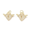 Brass Micro Pave Clear Cubic Zirconia Charms ZIRC-L076-051G-1