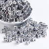 Antique Silver Plated Large Hole Acrylic European Beads X-PACR-Q099-01-1