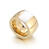 304 Stainless Steel & Glass & Shell Finger Rings FS-WGBA2F3-40-1