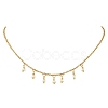 Natural Pearl Rice Pendant Bib Necklaces with 304 Stainless Steel Cable Chains NJEW-JN05944-2