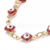 Enamel Rhombus with Evil Eye Link Chains Bracelet BJEW-P271-03G-3