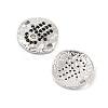 Brass Micro Pave Black Cubic Zirconia Disc with Hamsa Hand Connector Charms KK-P300-24P-02-1-2