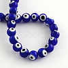 Round Handmade Evil Eye Lampwork Beads Strands X-LAMP-R114-8mm-02-2