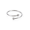 Non-Tarnish 304 Stainless Steel Double Beaded Thin Open Cuff Rings RJEW-N038-048P-1