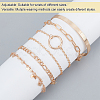 6Pcs 6 Style Alloy Paperclip & Cable & Figaro Chain Bracelets Set BJEW-AN0001-09-3
