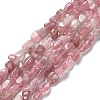 Natural Old Rose Madagascar Rose Quartz Beads Strands G-P497-01A-02-B-1