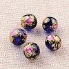Flower Picture Printed Glass Round Beads GLAA-J087-10mm-A06-1