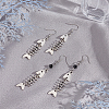 2 Pairs 2 Style Alloy Fishbone Long Dangle Eararings for Women EJEW-AN0002-53-7