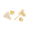 Rack Plating Brass Cubic Zirconia Stud Earrings Findings MAK-I684-10G-03-RS-2