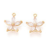 Brass Pave Clear Cubic Zirconia Connector Charms KK-T078-03G-04-1