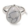 Natural & Synthetic Gemstone Teardrop Adjustable Rings RJEW-K371-08S-4