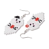 Iron with Glass Dangle Stud Earring EJEW-MZ00181-4