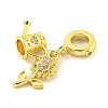Rack Plating Brass Micro Pave Cubic Zirconia European Dangle Charms KK-P270-02G-G-2