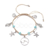 Synthetic Turquoise Braided Bead Bracelet BJEW-JB07988-1