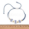 Floral Printed Porcelain Heart Braided Bead Bracelets BJEW-JB14284-4